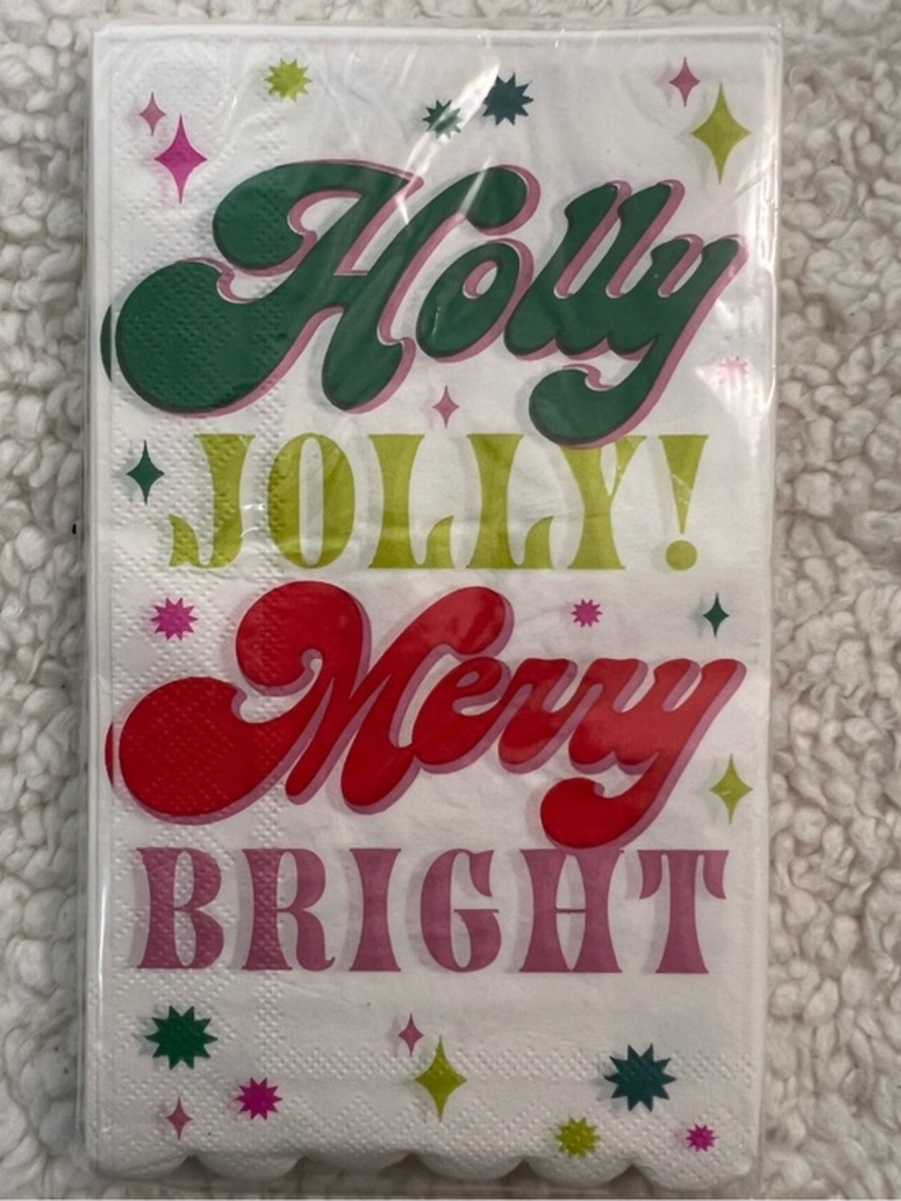 🎉2/$12 C.R. Gibson Signature "Holly Jolly" Paper Dinner Napkins